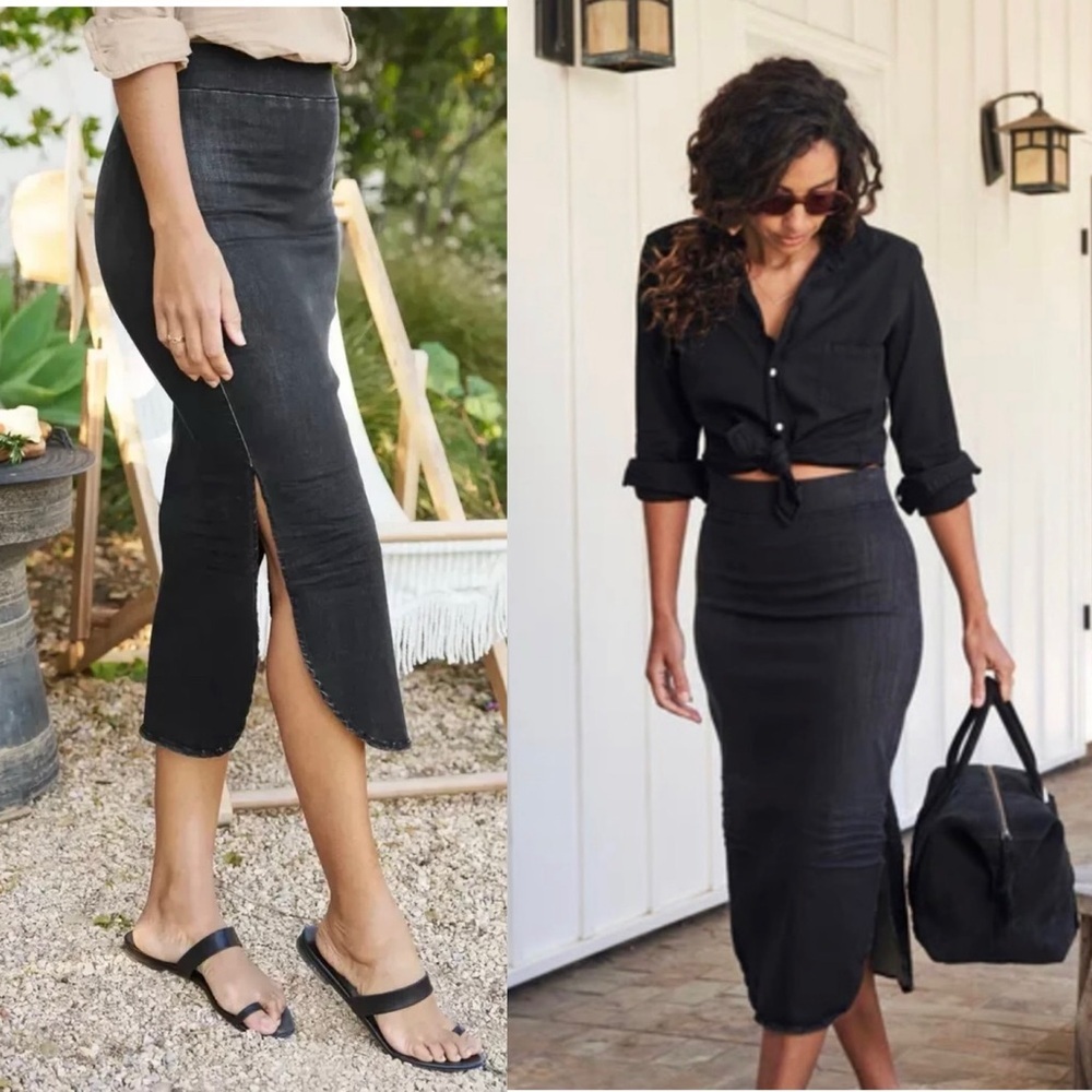 Frank & Eileen Donegal Denim Black Skirt Size 2